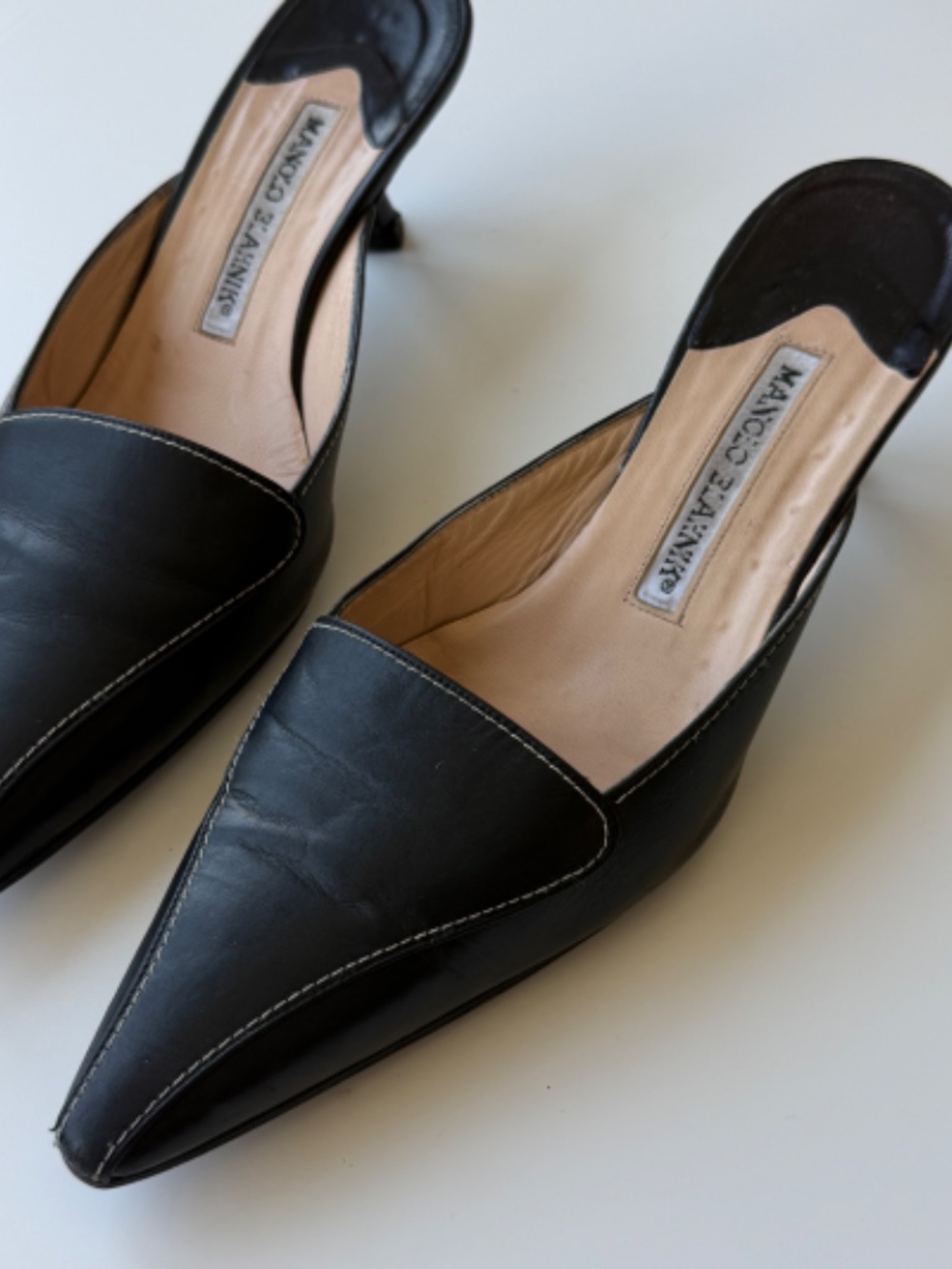 Manolo Blahnik Vintage black leather mules, IT 37 - Picture 5 of 9